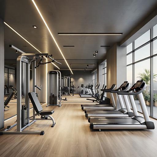 Modern fully equipped gymnasium at CODENAME - Ocean Prive luxury residence
